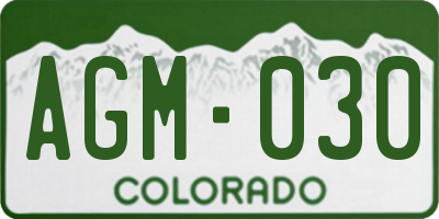 CO license plate AGM030
