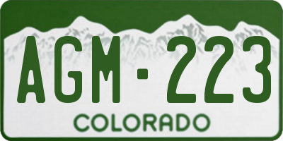 CO license plate AGM223