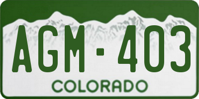 CO license plate AGM403