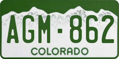 CO license plate AGM862