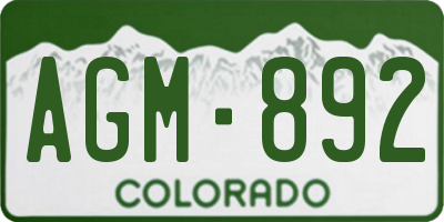 CO license plate AGM892