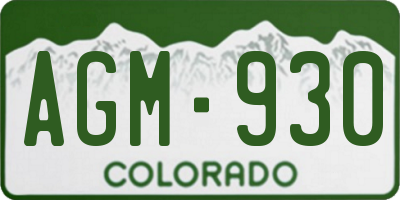 CO license plate AGM930