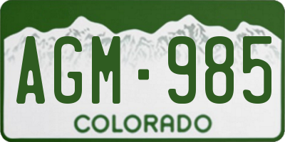 CO license plate AGM985