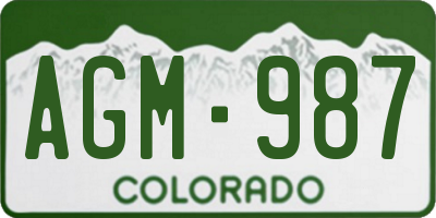 CO license plate AGM987