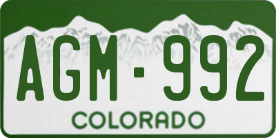 CO license plate AGM992