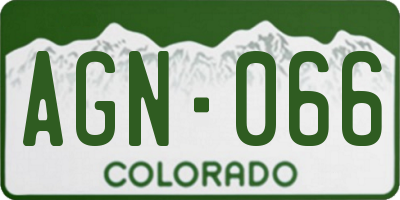 CO license plate AGN066