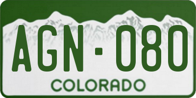 CO license plate AGN080
