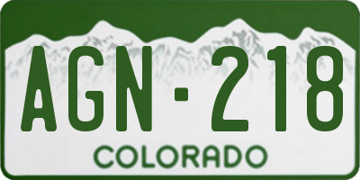 CO license plate AGN218