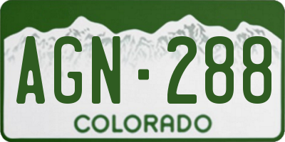 CO license plate AGN288