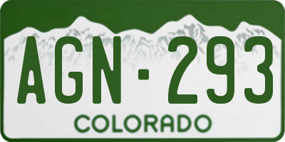 CO license plate AGN293