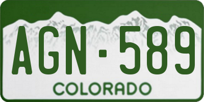 CO license plate AGN589