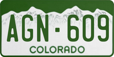 CO license plate AGN609
