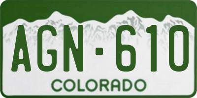 CO license plate AGN610