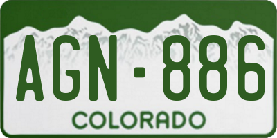 CO license plate AGN886