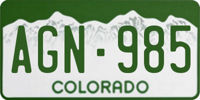 CO license plate AGN985