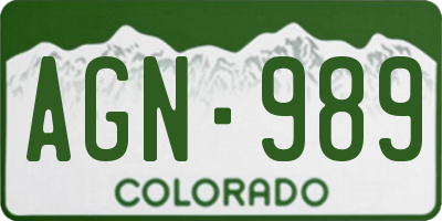 CO license plate AGN989