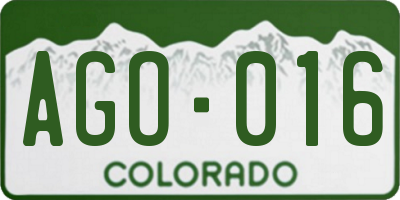 CO license plate AGO016
