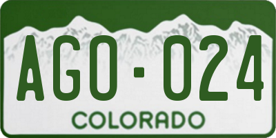 CO license plate AGO024