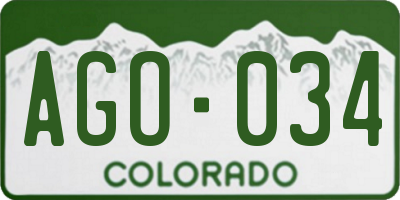 CO license plate AGO034