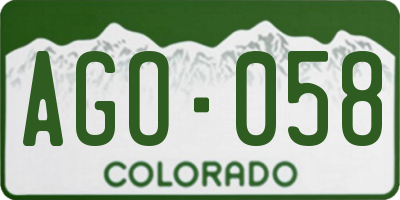 CO license plate AGO058