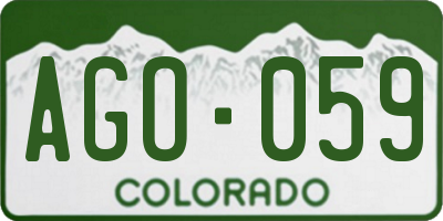 CO license plate AGO059
