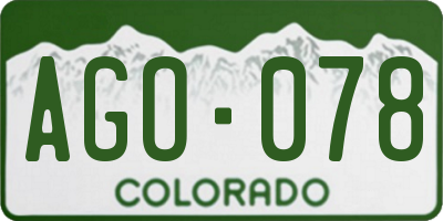 CO license plate AGO078