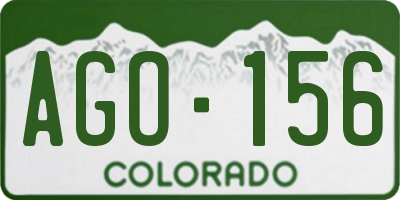 CO license plate AGO156