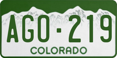 CO license plate AGO219