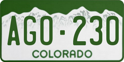 CO license plate AGO230