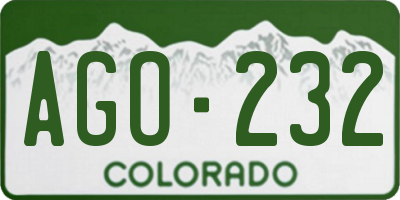 CO license plate AGO232