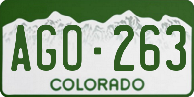 CO license plate AGO263