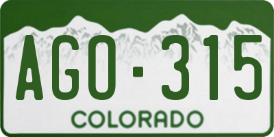CO license plate AGO315