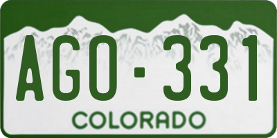 CO license plate AGO331