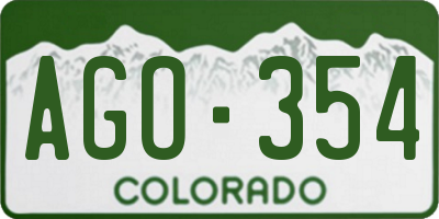 CO license plate AGO354