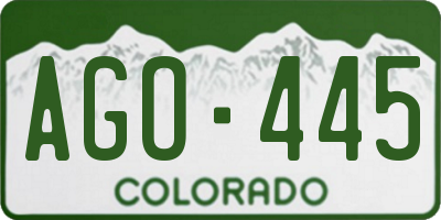 CO license plate AGO445