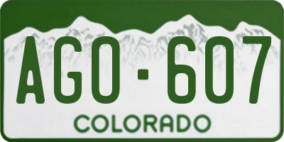 CO license plate AGO607