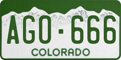 CO license plate AGO666
