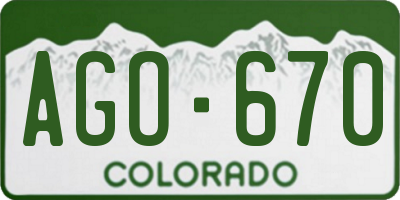 CO license plate AGO670