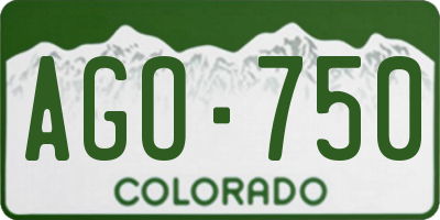 CO license plate AGO750