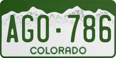 CO license plate AGO786
