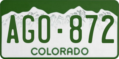 CO license plate AGO872