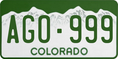 CO license plate AGO999