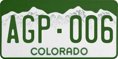 CO license plate AGP006