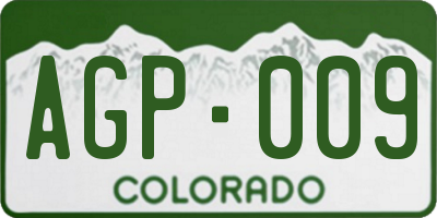 CO license plate AGP009