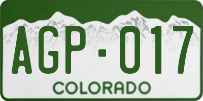 CO license plate AGP017