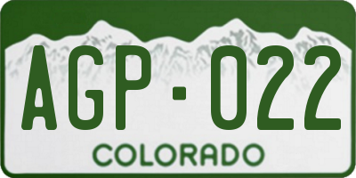CO license plate AGP022