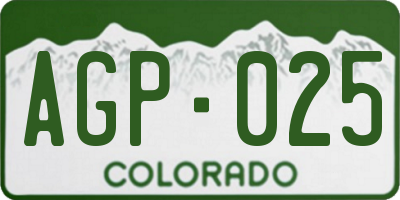 CO license plate AGP025