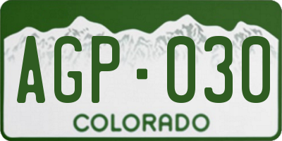 CO license plate AGP030