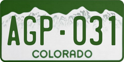 CO license plate AGP031