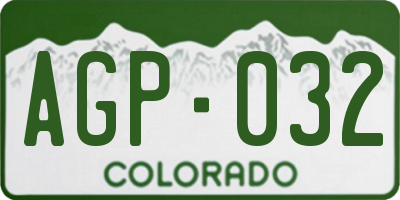 CO license plate AGP032